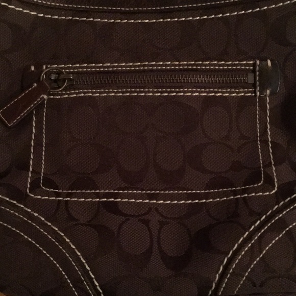 Coach Signature Brown Canvas Bag with Leather Trim - Picture 4 of 4